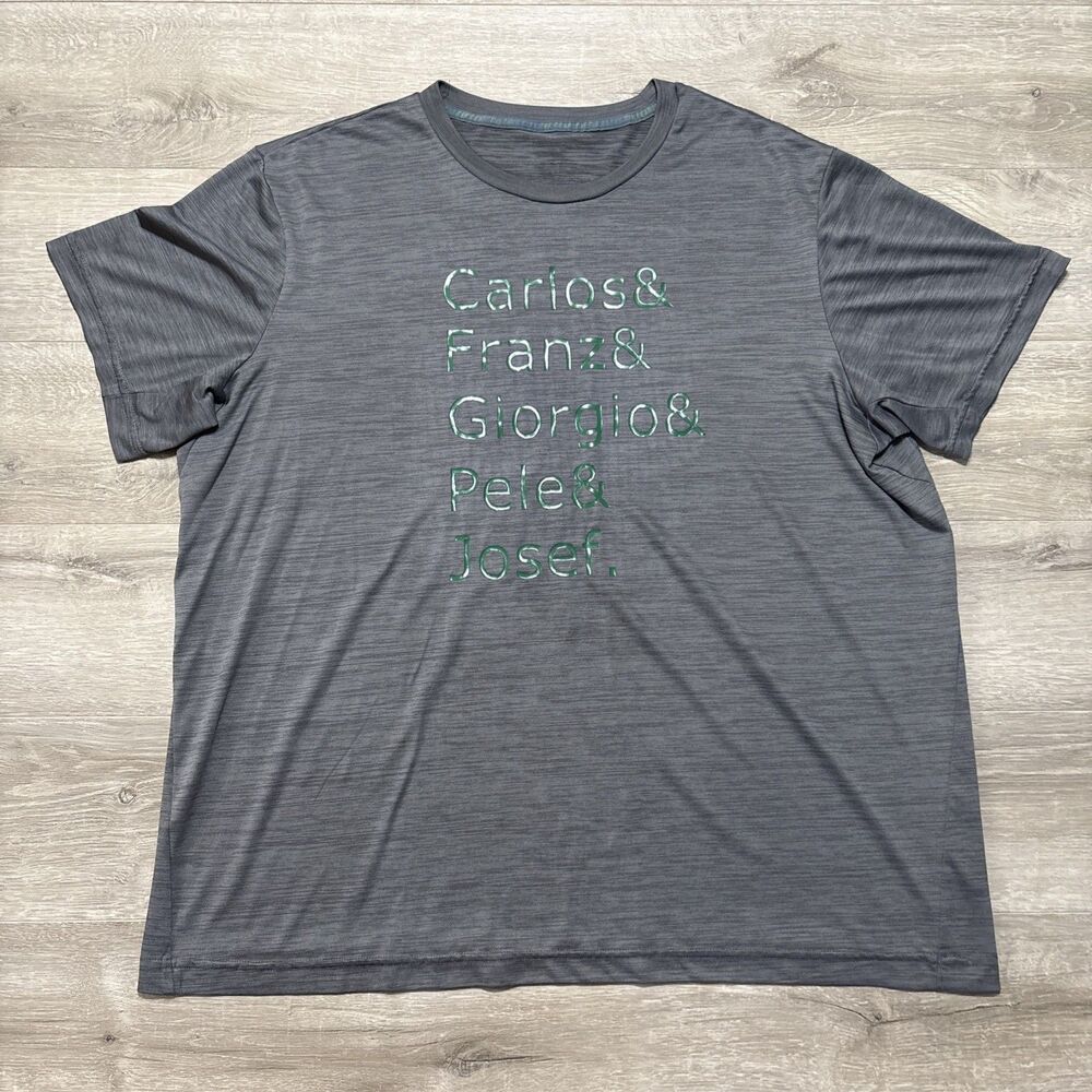 Soccer Gray Graphic T-Shirt Carlos Franz Giorgio Pele Josef Names Tee Men’s 2XL